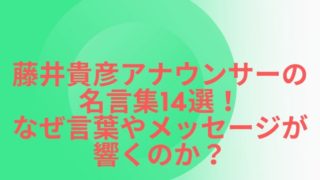 藤井貴彦アナウンサーの名言集14選 なぜ言葉やメッセージが響くのか 生まれて半世紀過ぎた人生の備忘録